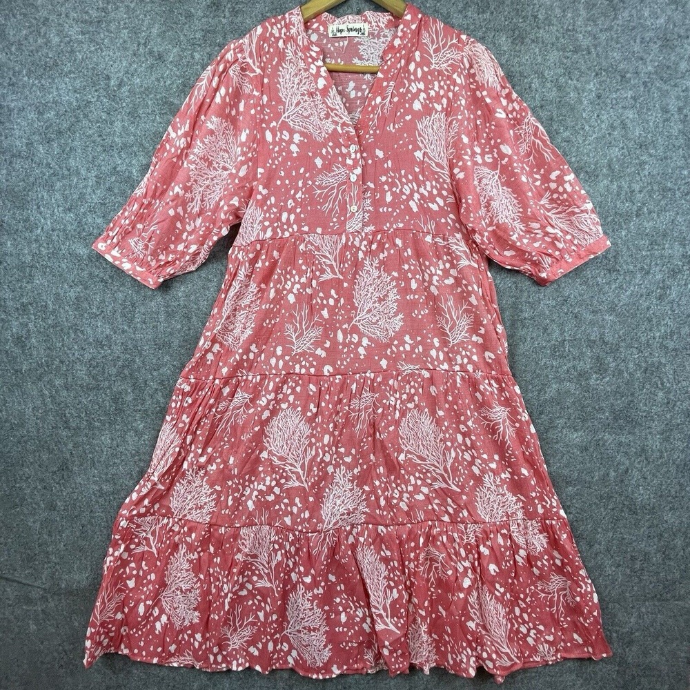 Hope Springs‎ Dress Womens Small Red Tiered Ruffle Boho Coastal Cowgirl Country